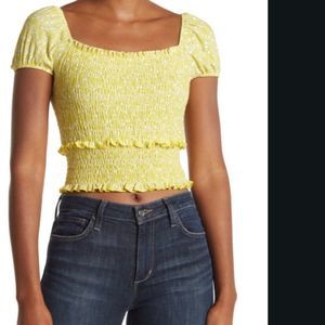 Lush yellow and white crop top- rushing